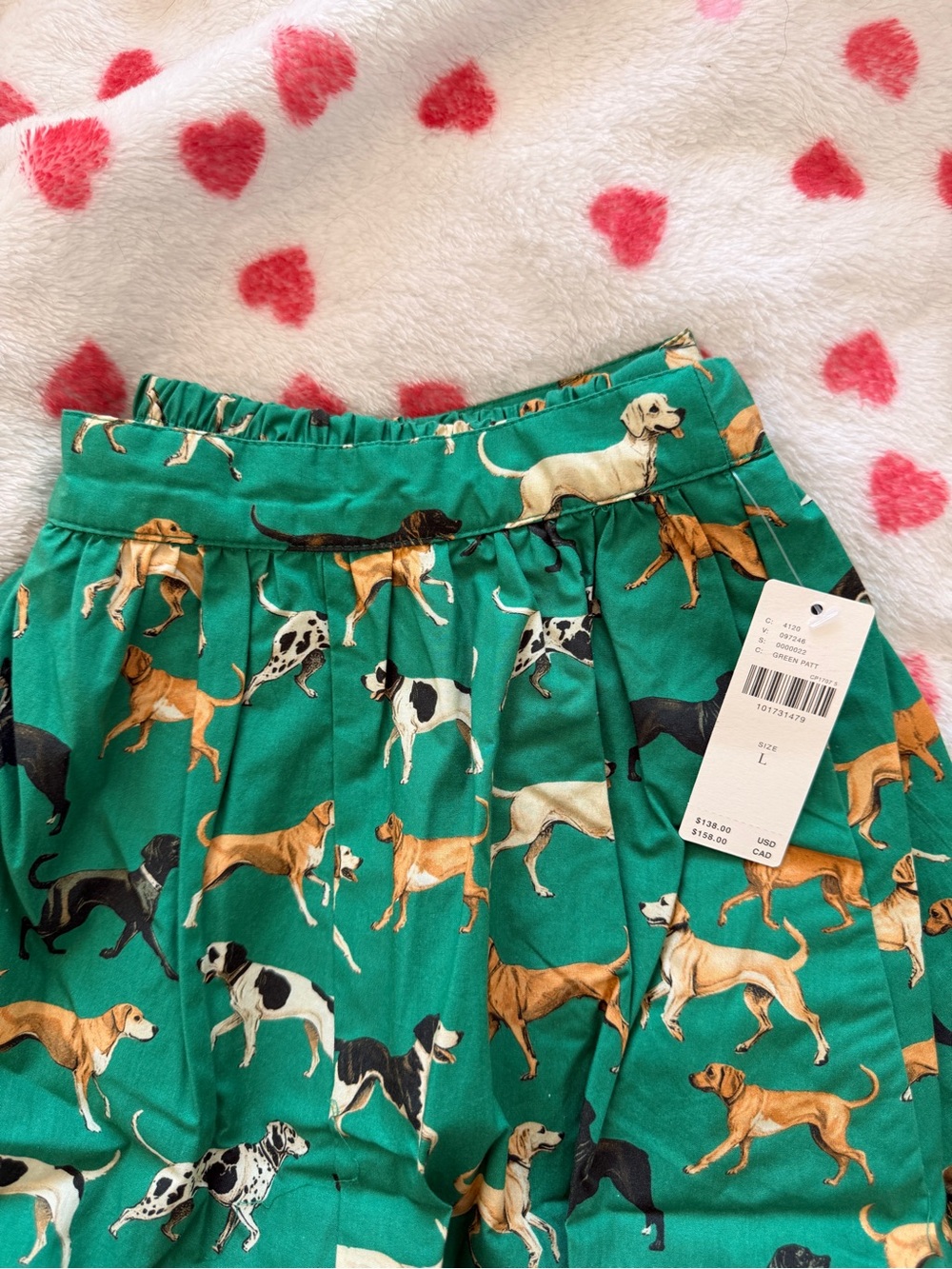 Anthropologie Emerald Maxi Skirt with Dog Print
